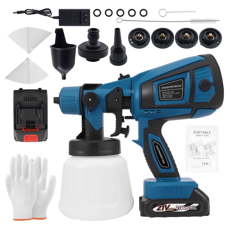 Electric Paint Sprayer Handheld 200W HVLP Gun 4 Nozzles Adjustable Pattern Tool