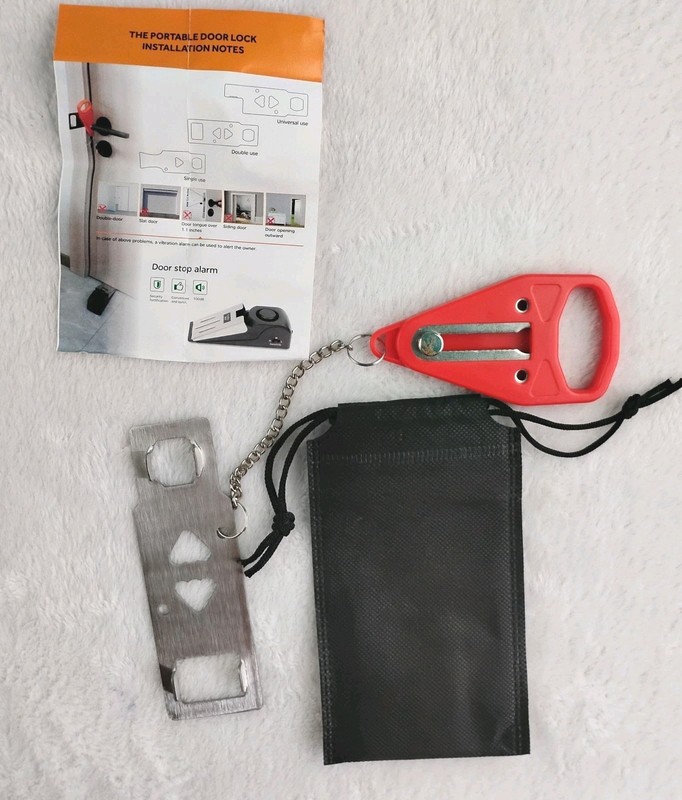 Portable Door Temporary Lock Travel Hotel School Lockdown Safe w/ Instructions