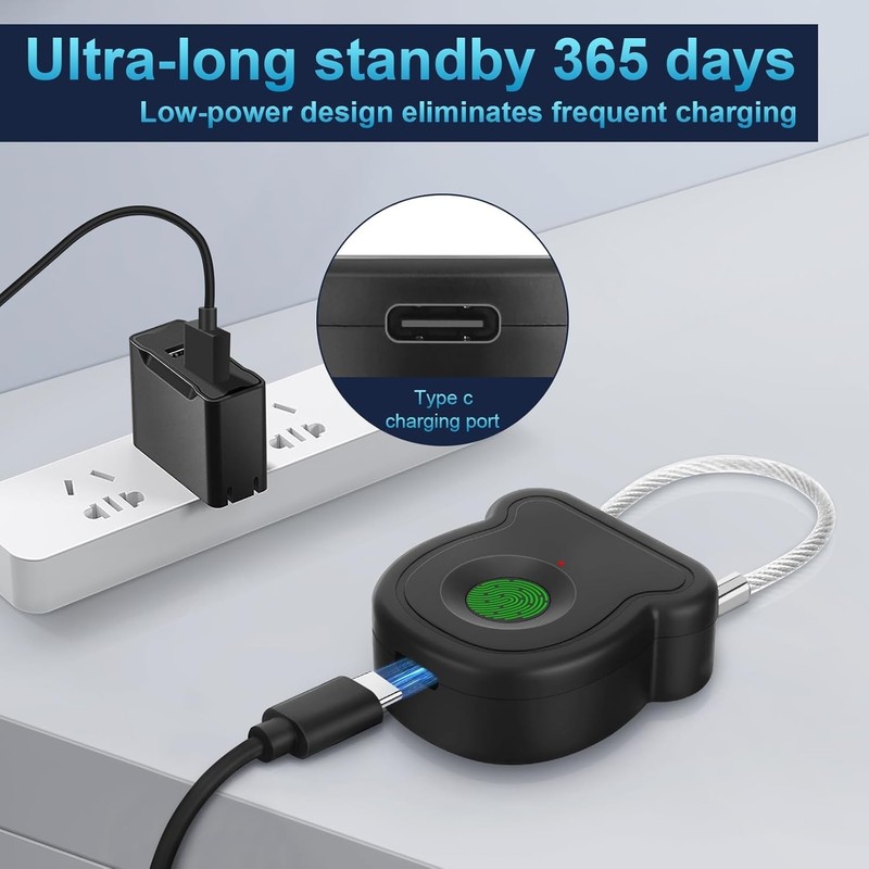 High Security Waterproof Fingerprint Padlock - USB Rechargeable & Durable gallery