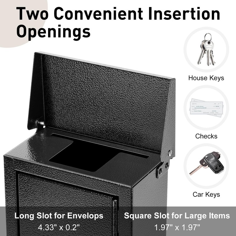 Wall-Mounted Key Drop Box with Key Lock, Metal Mailbox, Indoor& Outdoor Stora... gallery