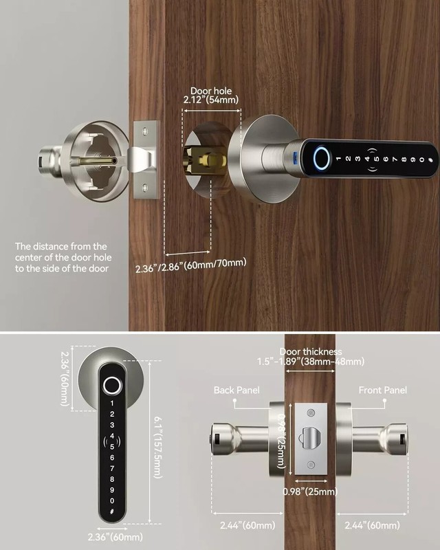 Smart Door Handle, Fingerprint Keyless Entry Electronic Digital Keypad Free APP gallery