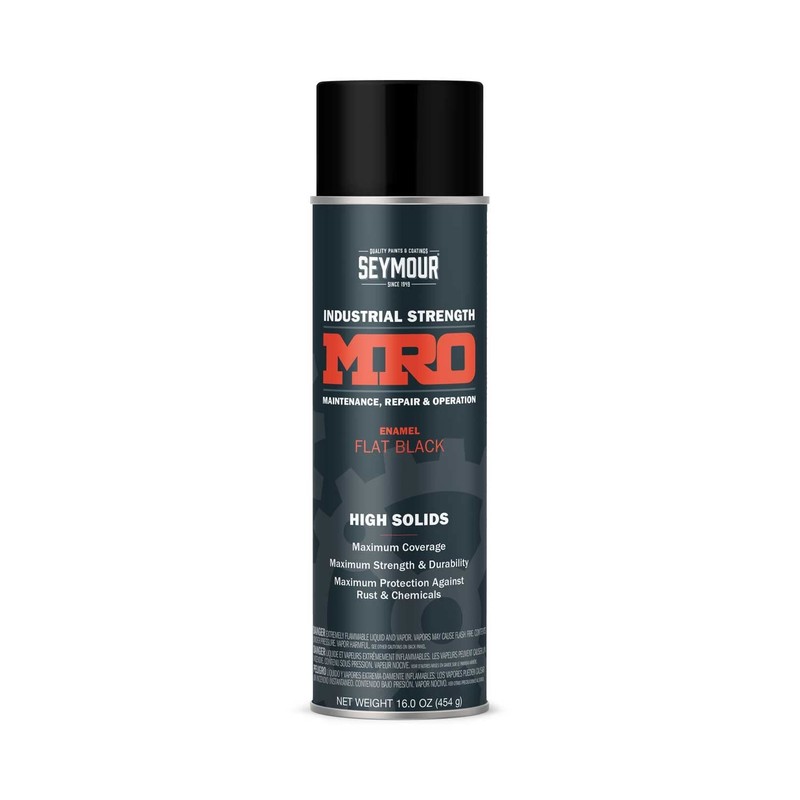 Industrial MRO High Solids Flat Black Spray Paint, 16 oz