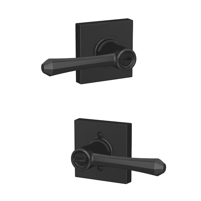Schlage Dempsey- Collins Matte Black Universal Exterior Keyed Entry Door Handle