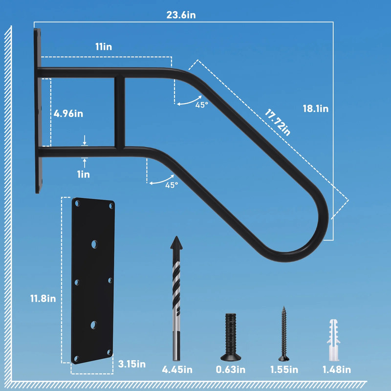 Wall Mounted Handrail for Outdoor Steps, Standing Grab Bar Stair Handrail,(28... gallery