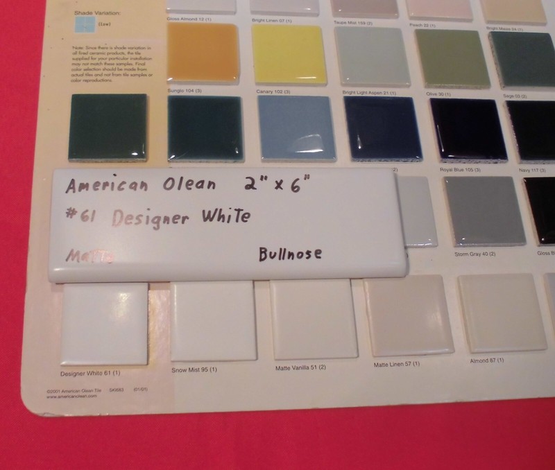 1 pc. Ceramic Bullnose Tile 2” X 6” Matte Designer White #61: by American Olean gallery