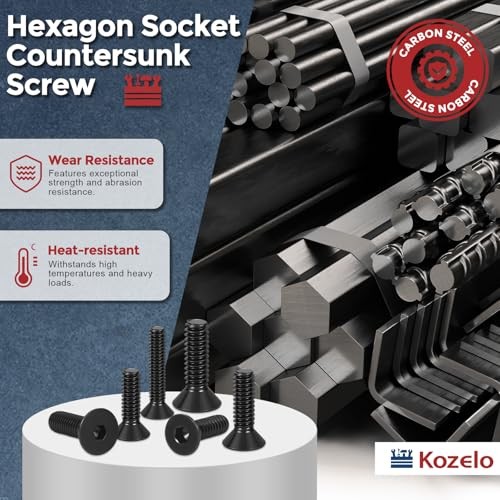 Pcs Flat Head Socket Cap Screws Countersunk Bolts - [M3-0.5 M3-0.5x8mm 60 Black gallery