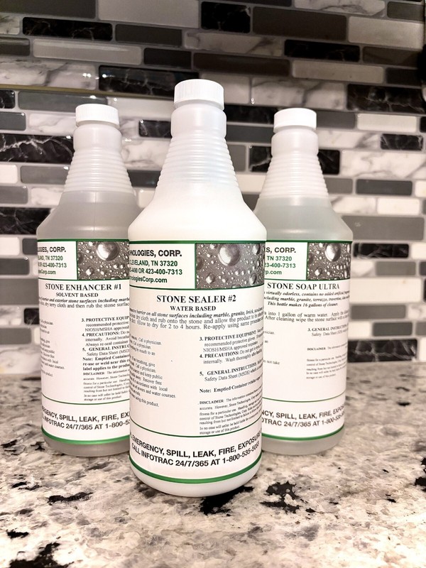 Cleaner Sealer & Enhancer Natural Stone Care Kit Marble Granite Slate Travertine