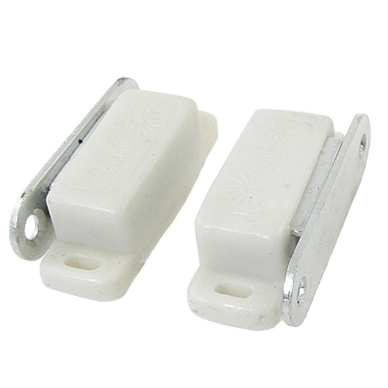 2pcs White Plastic Shell Mobile Sheet Metal Magnetic Capture Door Set 1.8″