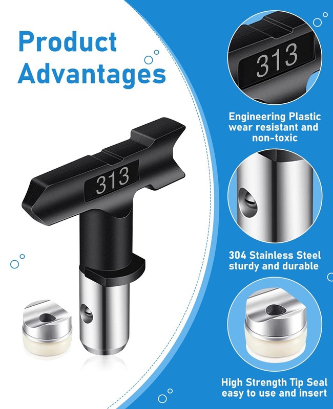 Spray tip Nozzle Reversible Tips Airless 313 - 5 Pieces, black gallery