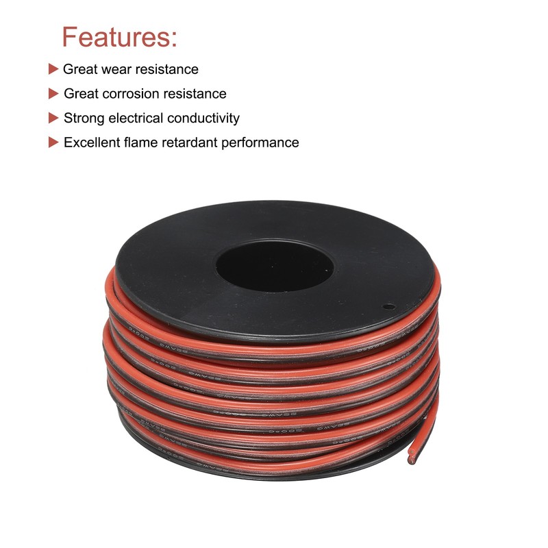 2 Conductor Parallel Silicone Wire 22AWG 22 Gauge Electrical Wire 15m/50ft gallery