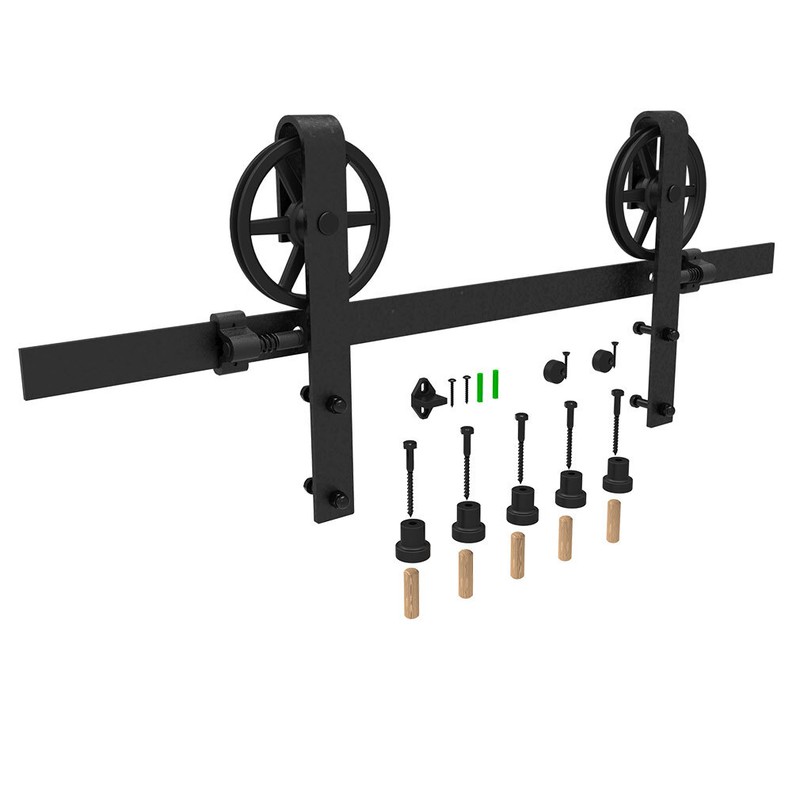 4-20FT Big Spoke Wheel Sliding Barn Door Hardware Kit For Single/Double Door gallery