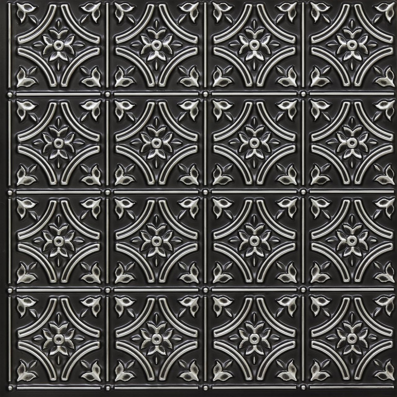Antique Silver Gothic PVC Ceiling Tiles - 25 Pack, 100 Sq.Ft Coverage