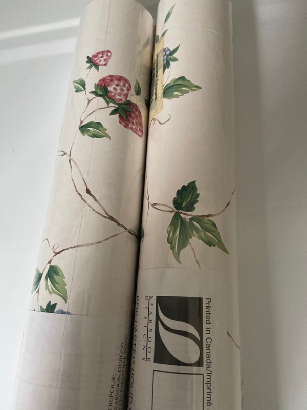 Seabrook Designs pre-pasted solid vinyl wallcovering 2 double rolls Berries NOS