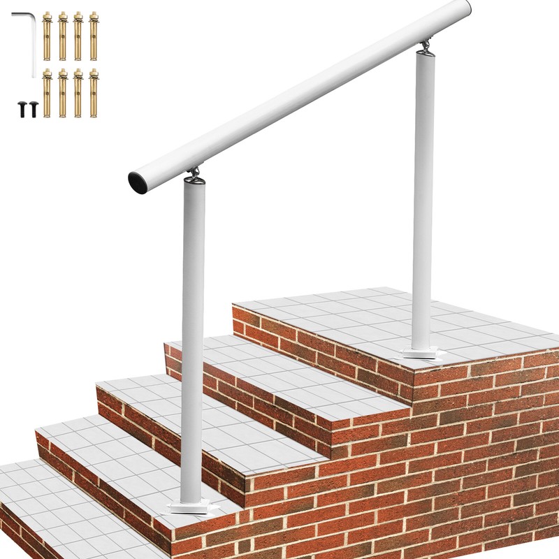 Handrail Outdoor Stairs Outdoor Handrail 4 ft, 34″ White Transitional for Garden