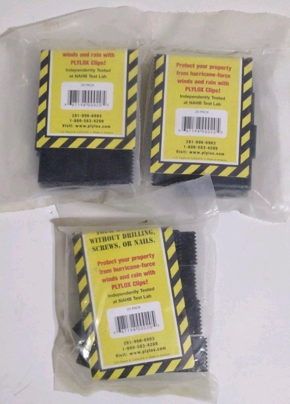 (3) PACKS PLYLOX Hurricane Clips 1/2″ Carbon Steel 20 Pack – 60 Total NEW SEALED