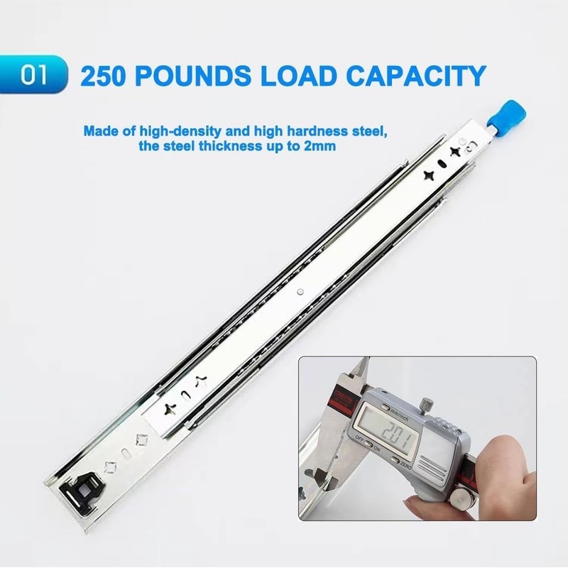 Smooth-Functioning 22 Inch Heavy Duty Drawer Slides with Secure Lock Mechanism gallery
