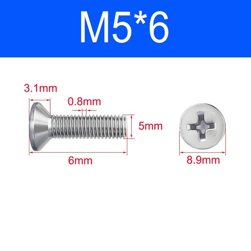 Phillips Machine Screws Countersunk Flat Head Bolts M5 Din 965 A2 Stainless