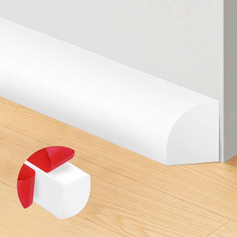 120 Inch Flexible Quarter Round Molding Peel and Stick Rubber Trim Edge Molding