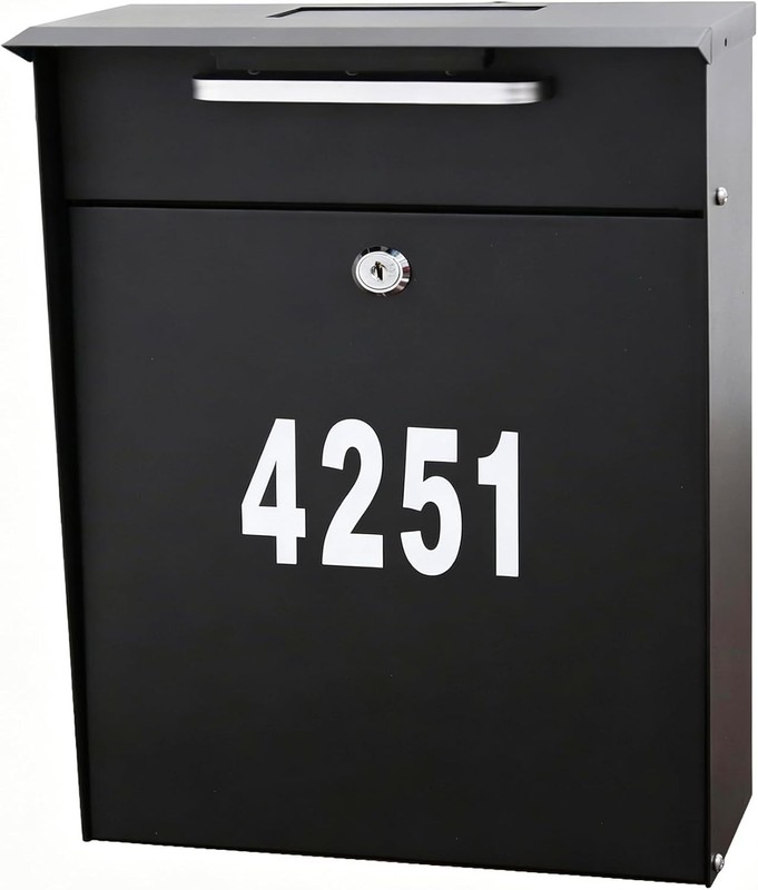 Solar Powered Lockable Post Mount Mailbox with LED Night Lighting - Iron Design gallery