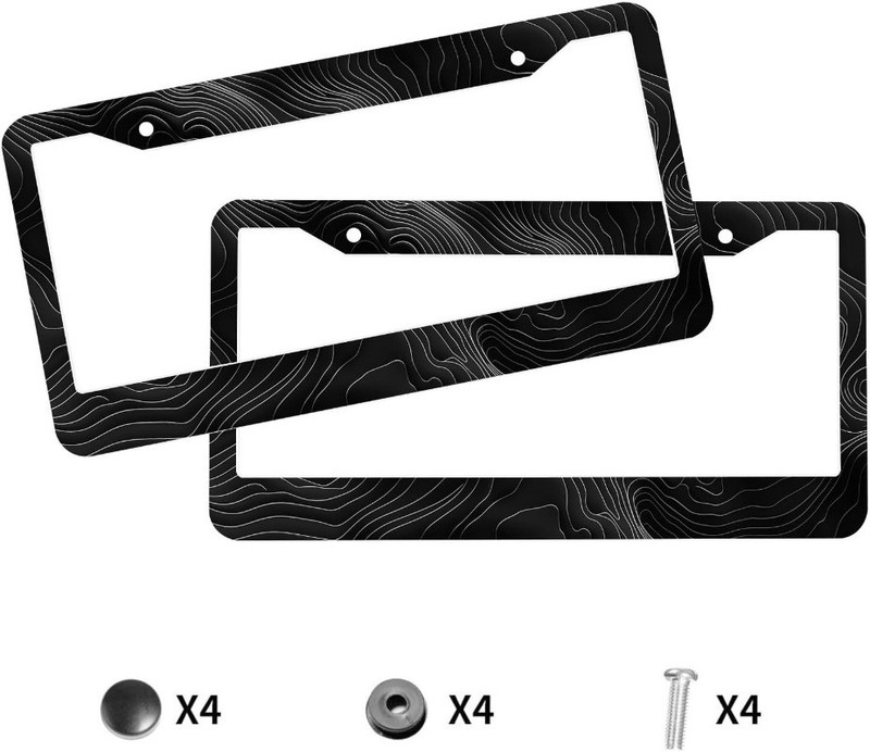 2Pcs Topography Map License Plate Frame Exploration D Color: Topography Map_10 gallery