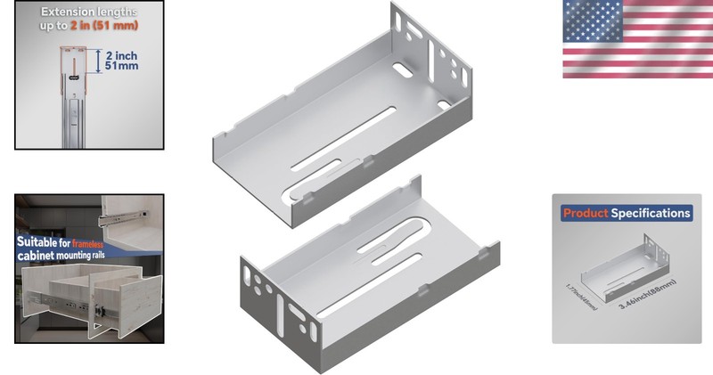 Durable 10 Pairs Rear Mounting Brackets for Cabinets - Galvanized Steel, 45mm gallery