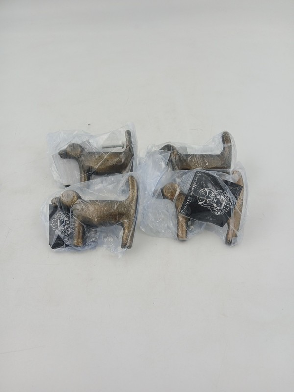 4 Drawer Pull Handles Dog Profile Rustic Bronze Iron with Mounting Hardware