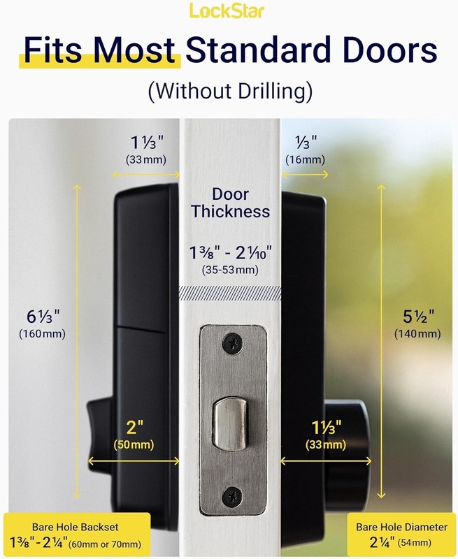 LOCKSTAR® Smart Door Lock • Keyless Deadbolt, App Fingerprint w/ Gateway gallery