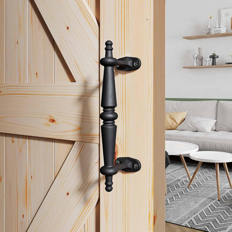 Easelife 9″ Barn Door Pull Handle, Rustic Black Aluminum Grab, Gate Handles, Eas
