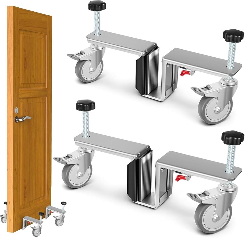 Door Installation Kit Dual-Dolly System Fit 1-3/4" and 2-1/4" up to 500lbs Doors gallery