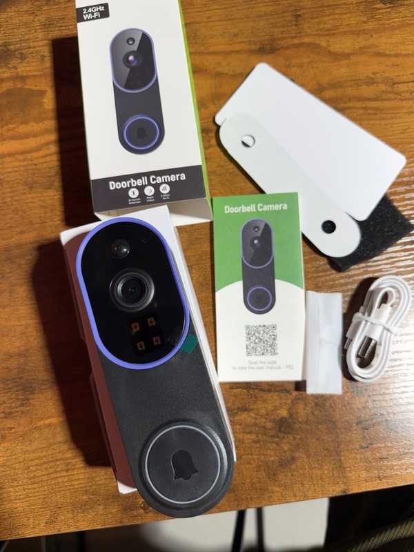 Wi‑Fi Smart Video Doorbell Camera, Night Vision, Motion Activated, Black