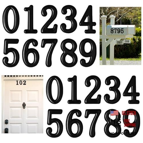 30 Pieces Mailbox Numbers for Outside 2 Inch 0-9 Self 2 Inch – Black