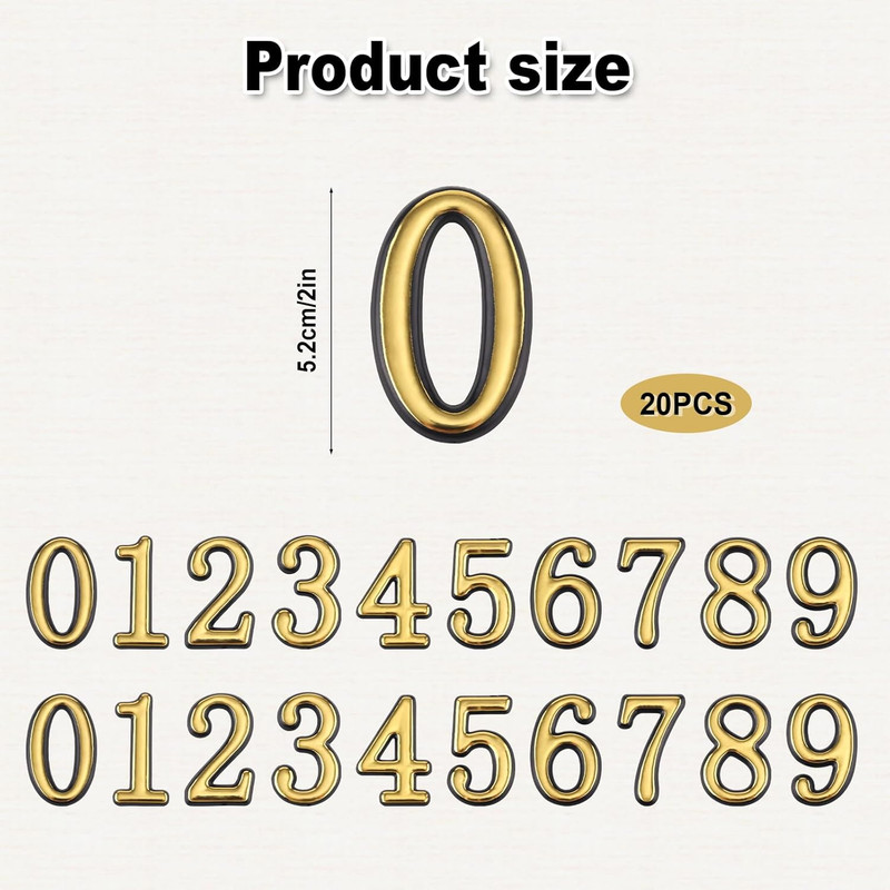 20Pcs 2 Inch Mailbox Numbers for Outside, 0-9 Gold Mailbox Numbers Self Adhesive gallery