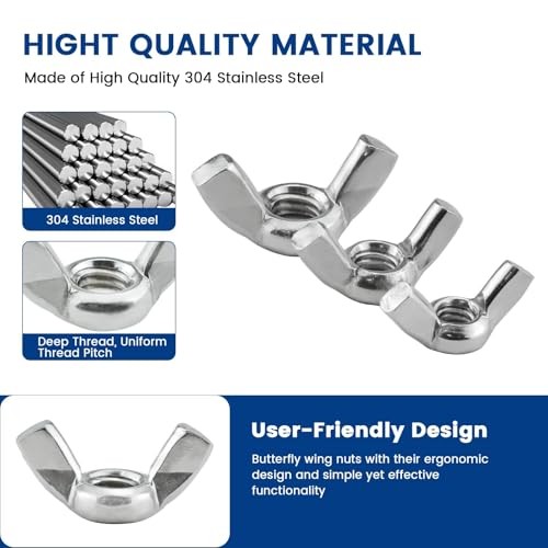 3 Sizes Wing Nuts Assorted Kit, 1/4"-20, 5/16"-18, 3/8"-16 3 Sizes -30pcs gallery