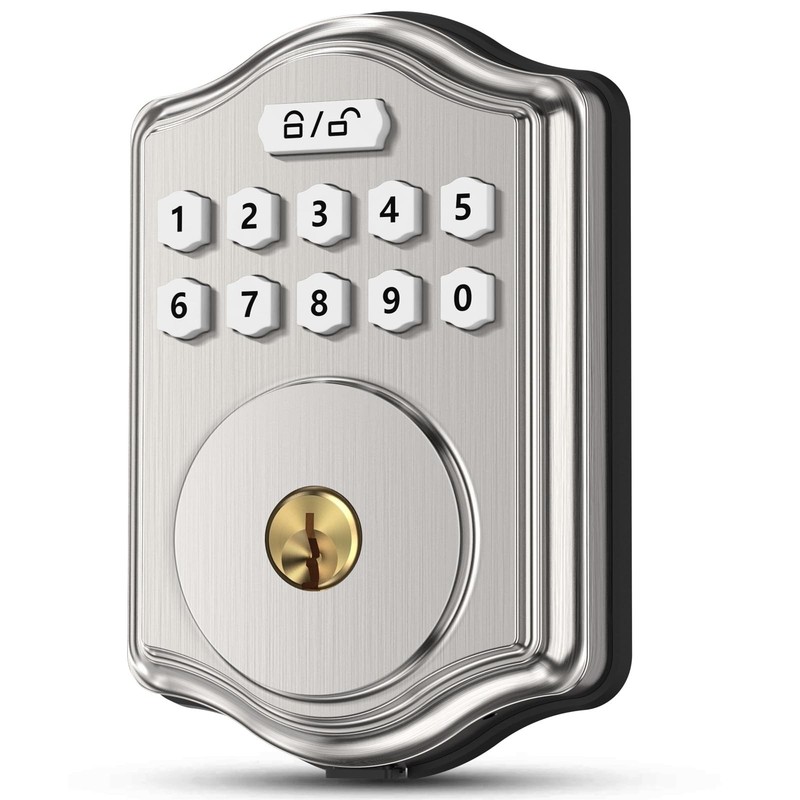 Keyless Entry Door Lock with Code, Electronic Keypad Deadbolt with 2 Keys, Sm…
