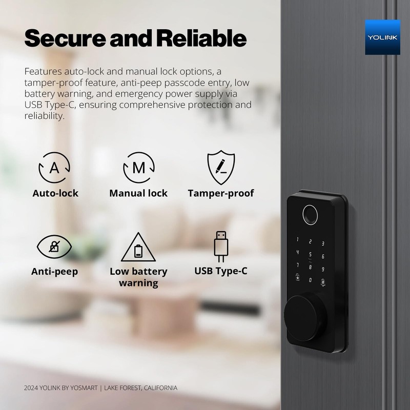 Deadbolt Lock with Fingerprint, Keypad, IC Card, Fob and App Control LoRa Lon... gallery