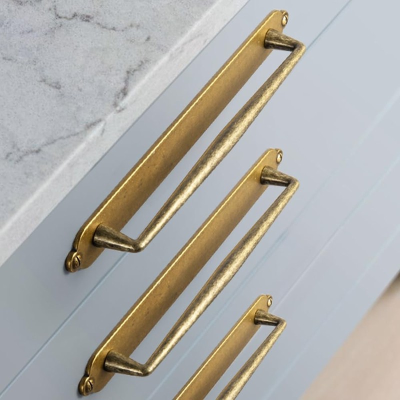 2 Pack Antique Brass Cabinet Handle With Backplate 5 128mm Hole Center gallery