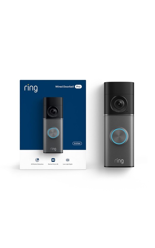 Ring Wired Doorbell Pro (newest model), Home or 1 doorbell, Deep Silver