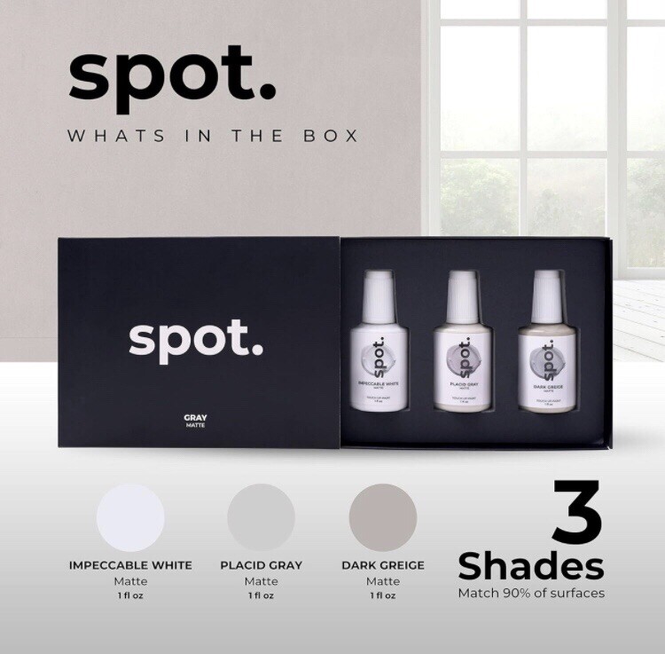 spot. Matte Finish Touch Up-Paint, Grey + White 3 Shades Pack (98% Full) gallery