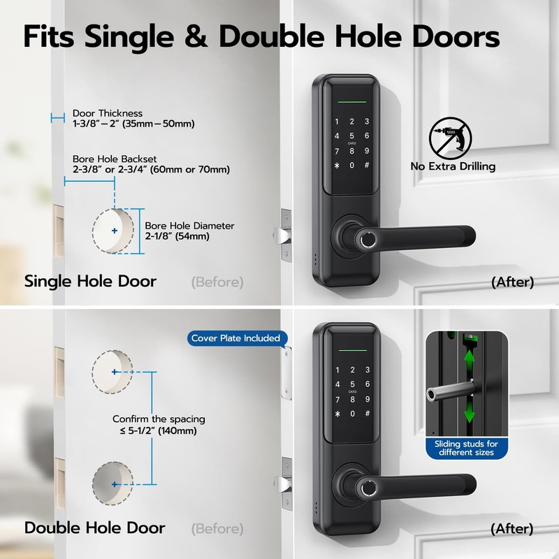 Fingerprint Smart Door Lock with Handle: Keyless Entry Keypad Lock for Front ... gallery