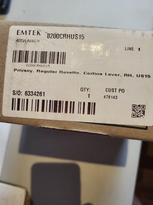 Emtek 8200-C-US15- Cortina Door Lever Privacy Set W/Regular Rosette Satin Nickel