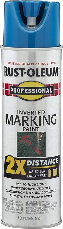 Rust-Oleum 266574 Inverted Marking Spray Paint, 15 oz, Caution Blue, 6 Pack