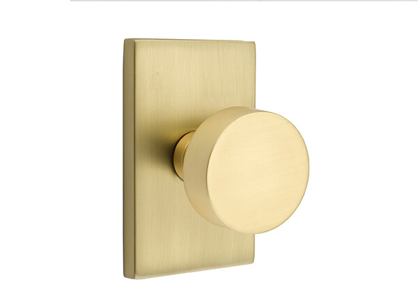 Emtek 5052ROUUS4 Dummy, Rectangular Rosette, Round Knob Satin Brass