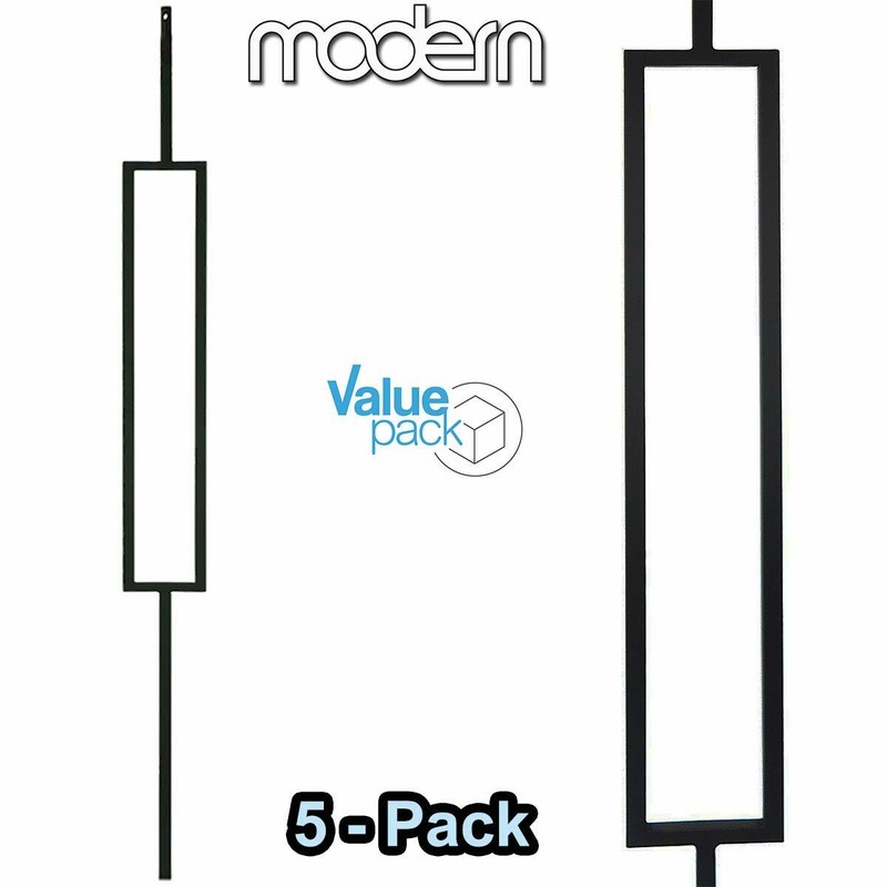 Contemporary Single Rectangle (5-PACK) Hollow Iron Metal Spindles (Satin Black)