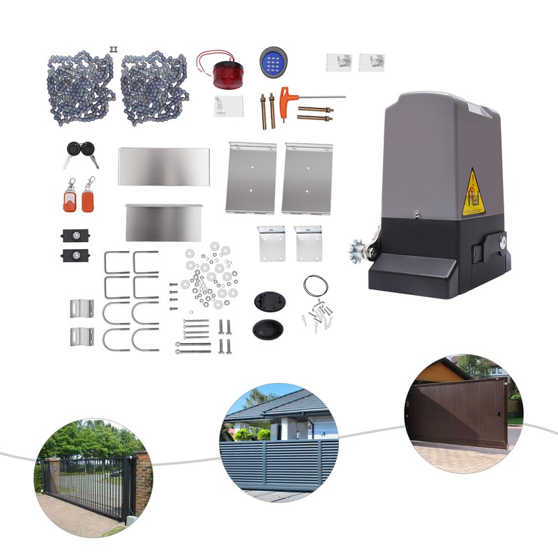 Automatic Sliding Gate Opener Kit Chain Driven Sliding Gate Motor 3500 lbs 750W gallery