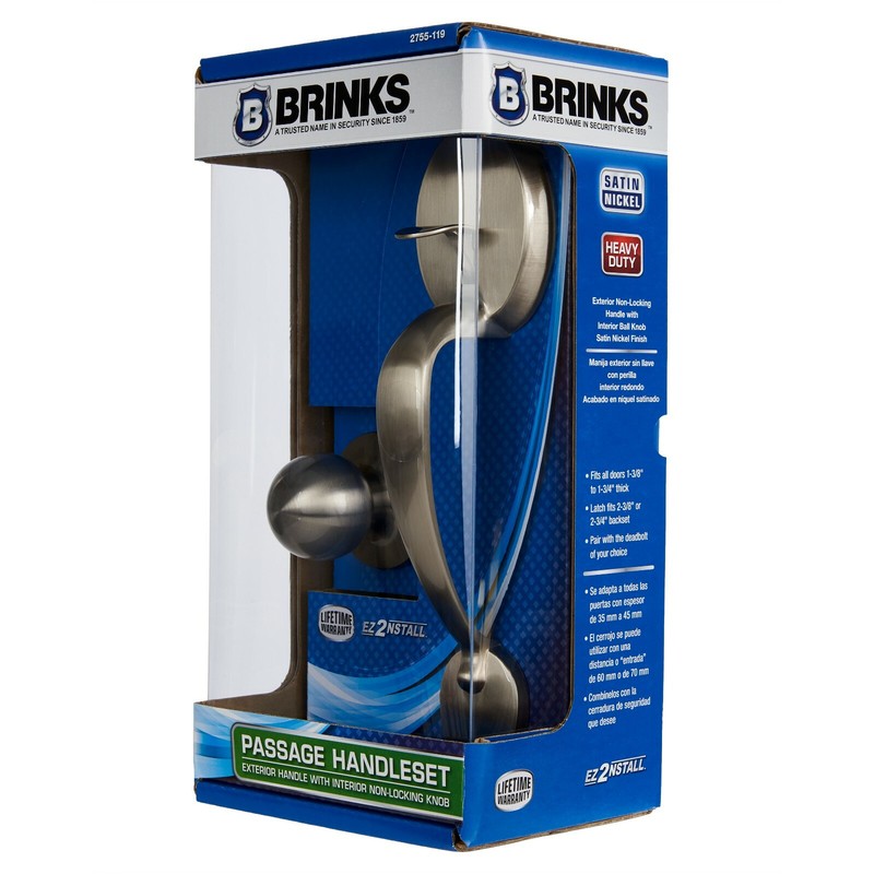 NEW Brinks Passage Door Handle Set 2755-119 Interior Knob Satin Nickel Finish gallery