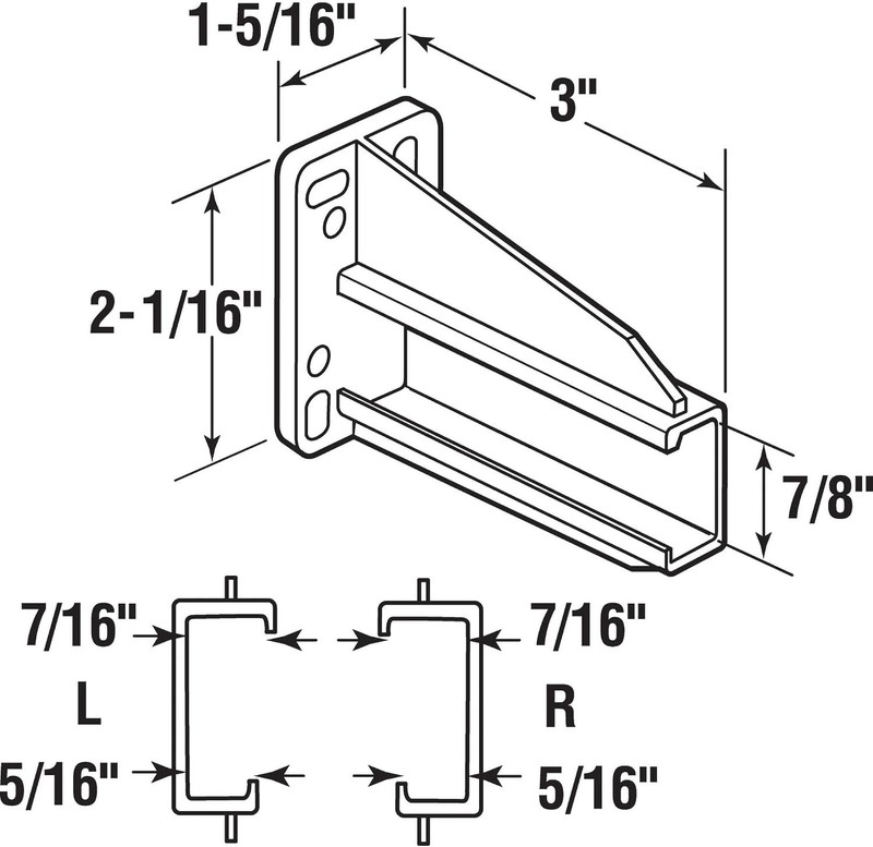 R 7227 Plastic Track Brackets for Side-Mounted Drawers - White, 2-7/8 In. Depth gallery