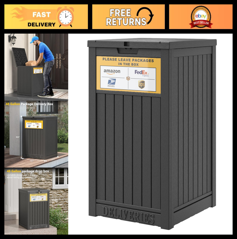Secure Outdoor Package Delivery Box - 48 Gallon Waterproof Storage, Lockable, Do