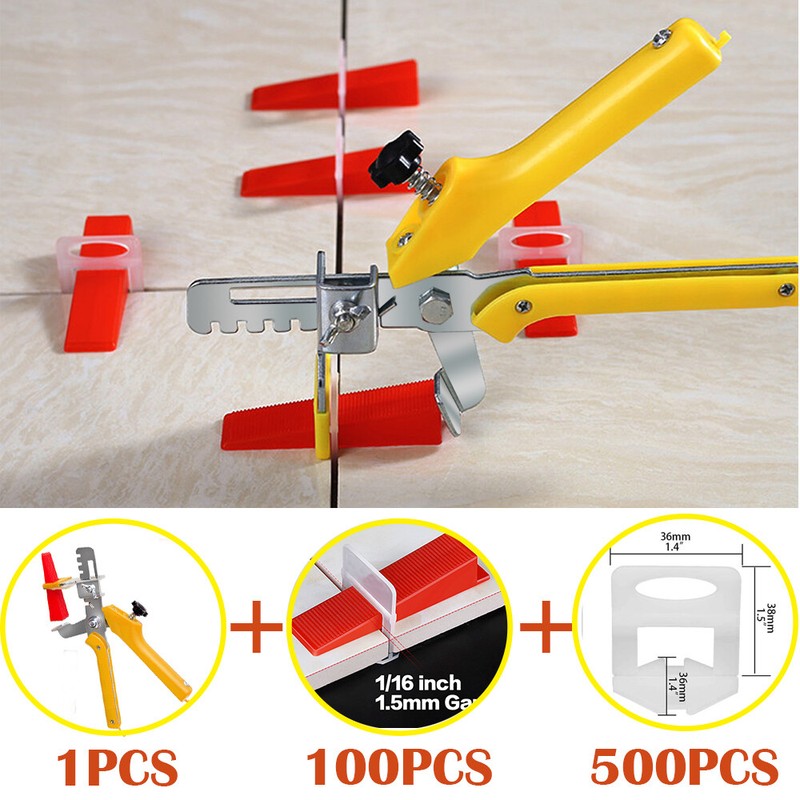 500PCS 1/8″ 3mm Clips Tile Leveling System Set Floor Wall Spacer Tiling Tool Kit