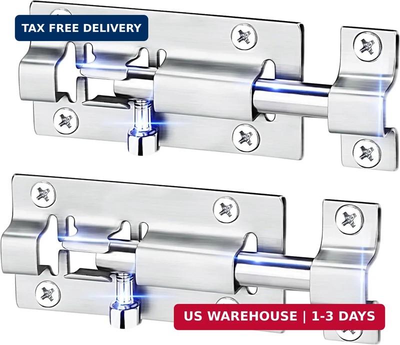 FATLODA 2 Pack Barrel Bolt Latch, 3 Inches Slide Latch Lock, Thickened Stainless