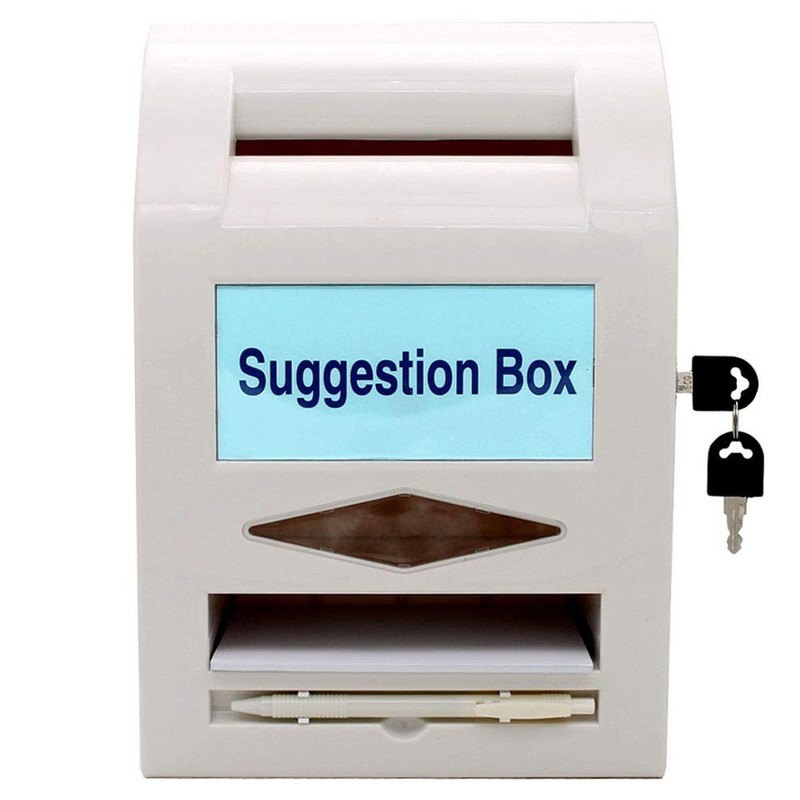 Lockable Privacy Suggestion Box - Wall Mount/Tabletop with Pen & 6 Replaceabl...